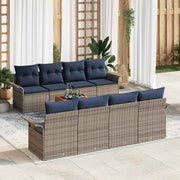 Tuinset poly rattan grijs 9-delig