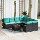 Tuinbankenset poly rattan 9-delig zwart