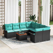 Tuinbankenset poly rattan 9-delig zwart