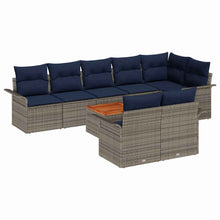 Tuinbankenset met kussen 9 pcs Grijs poly rattan