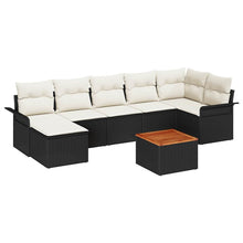 Tuinbankenset met kussen 8 pcs Zwart poly rattan