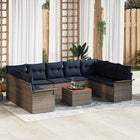 Garden Sofa Set with Cushions 10 pcs Grey poly rattan