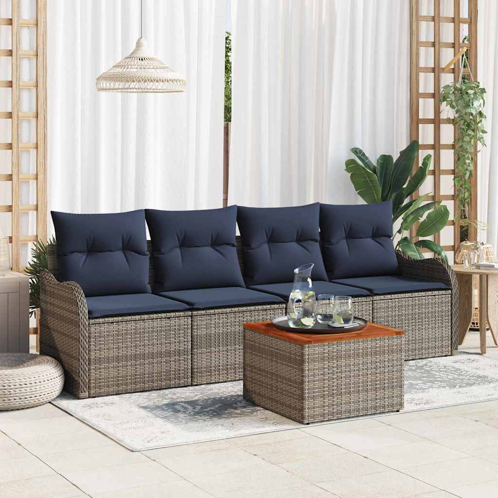 Tuinbankenset 5 st Grijs poly rattan