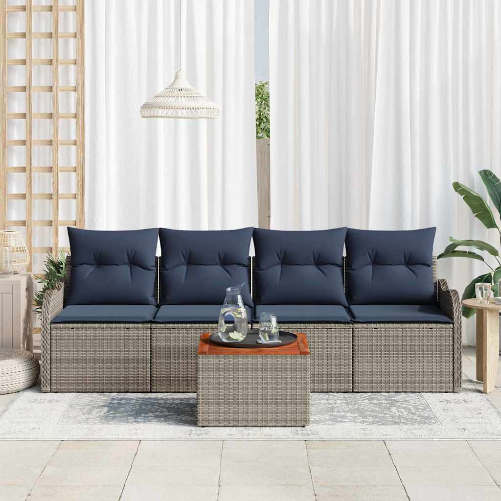 Tuinbankenset 5 st Grijs poly rattan