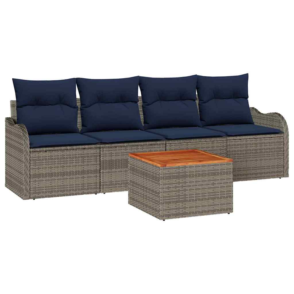 Tuinbankenset 5 st Grijs poly rattan