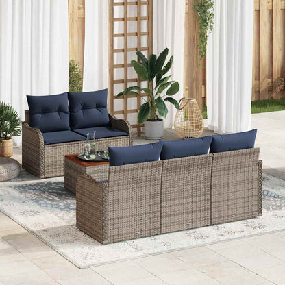 Tuinbankenset 6 st Grijs poly rattan