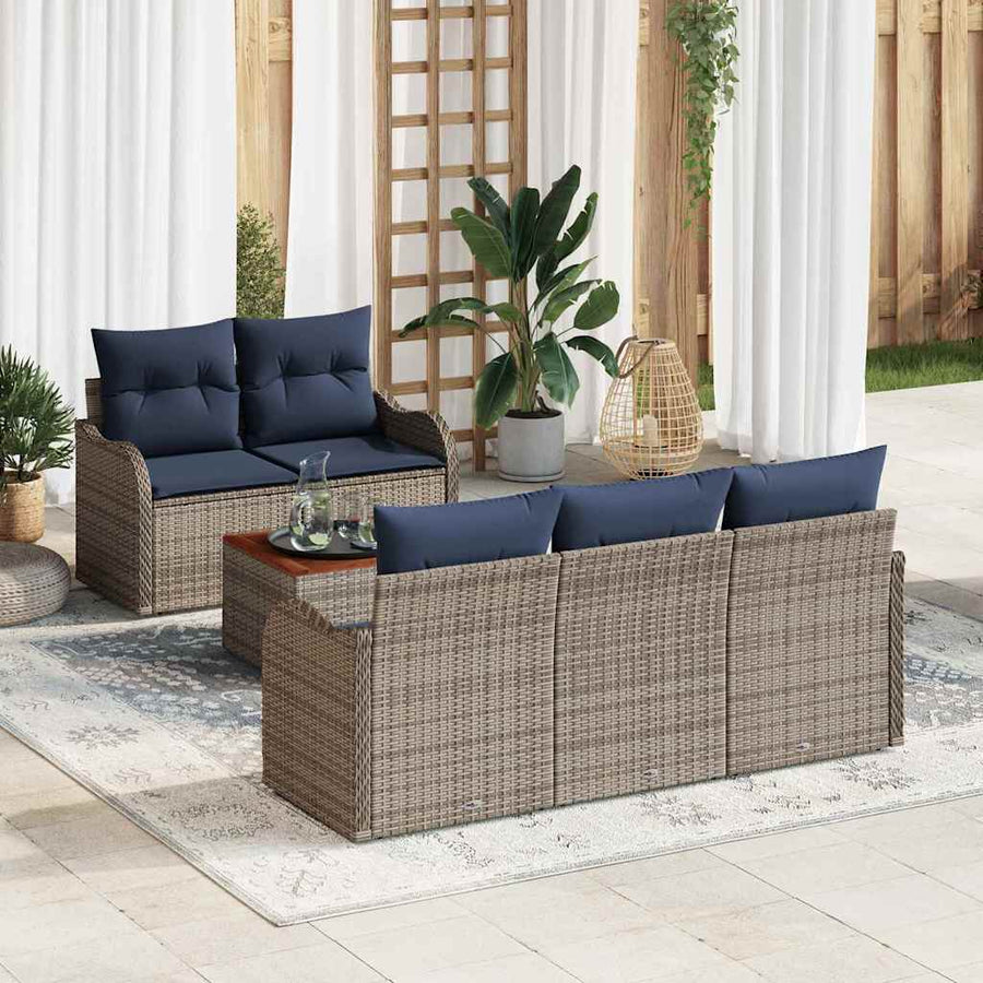 Tuinbankenset 6 st Grijs poly rattan