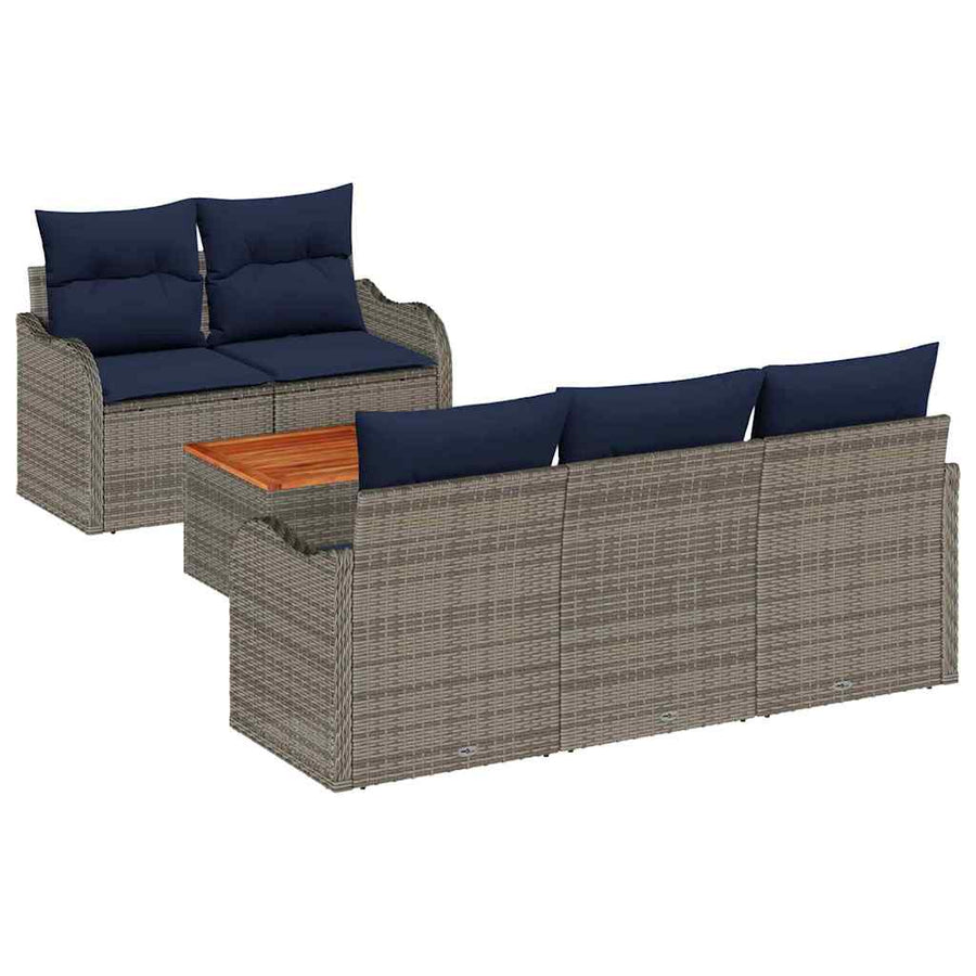Tuinbankenset 6 st Grijs poly rattan