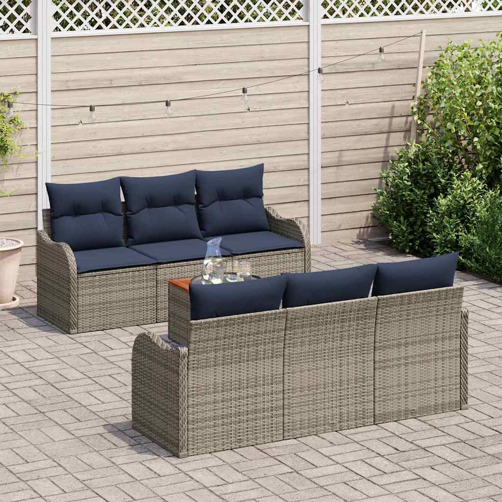 Tuinbankenset 7 st Grijs poly rattan