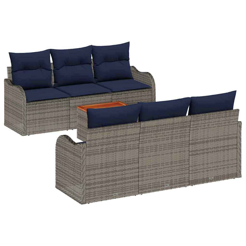 Tuinbankenset 7 st Grijs poly rattan