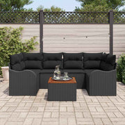 Tuinbankenset poly rattan 7-delig zwart