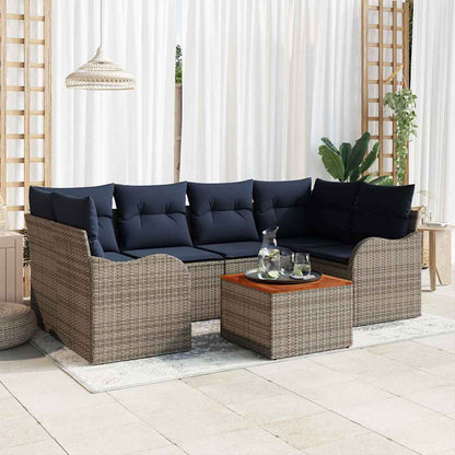 Tuinbankenset 7 st Grijs poly rattan