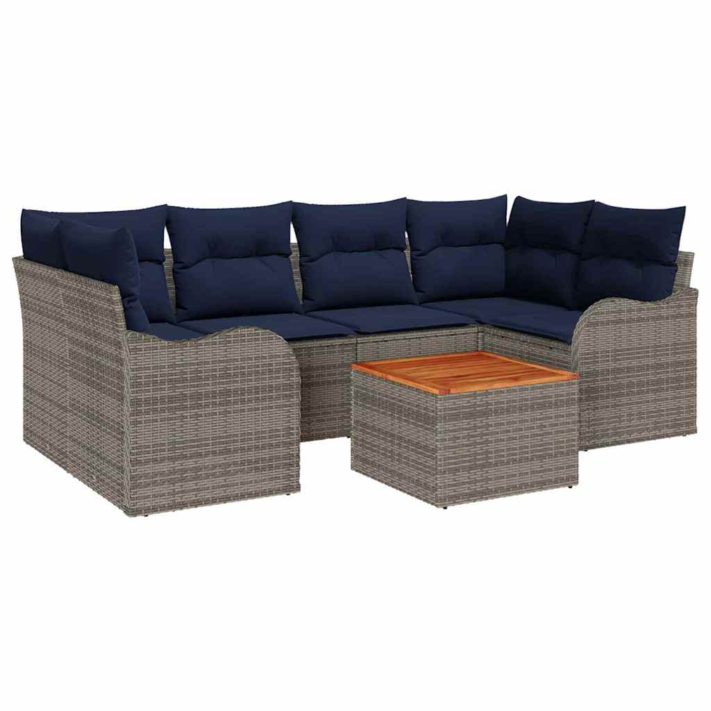 Tuinbankenset 7 st Grijs poly rattan