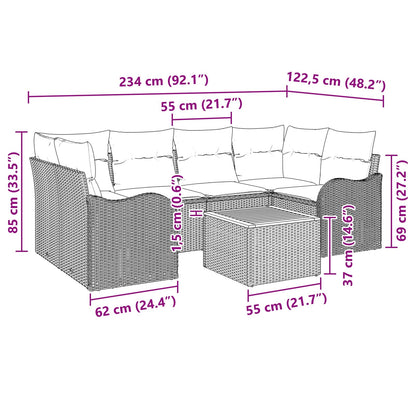 Tuinbankenset 7 st Grijs poly rattan
