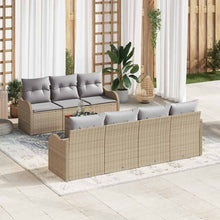 Tuinbankenset met kussen 8 pcs Beige poly rattan