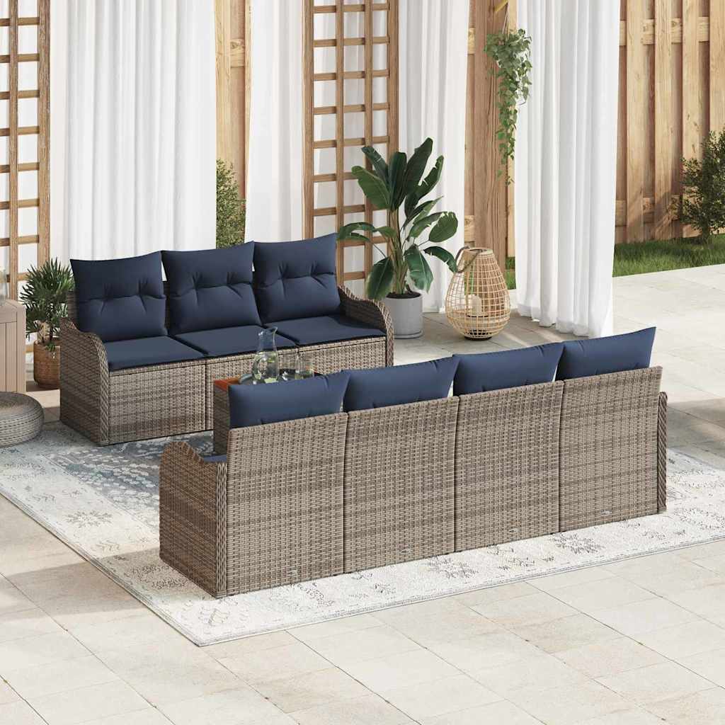 Tuinbankenset 8 st Grijs poly rattan