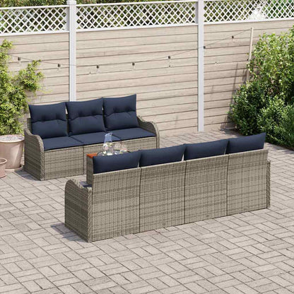 Tuinbankenset 8 st Grijs poly rattan