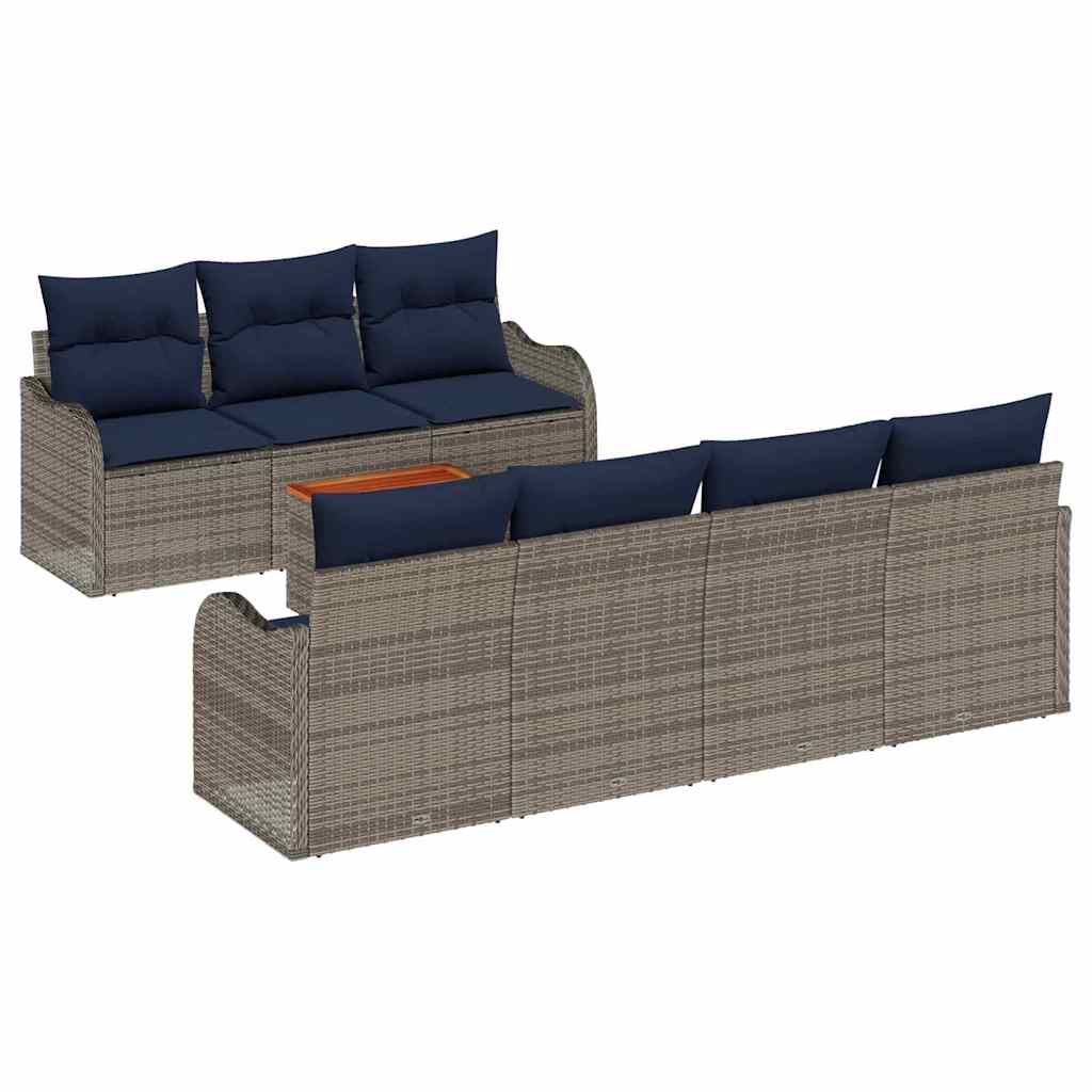 Tuinbankenset 8 st Grijs poly rattan