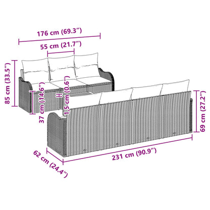 Tuinbankenset 8 st Grijs poly rattan