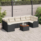Tuinbankenset poly rattan 8-delig zwart