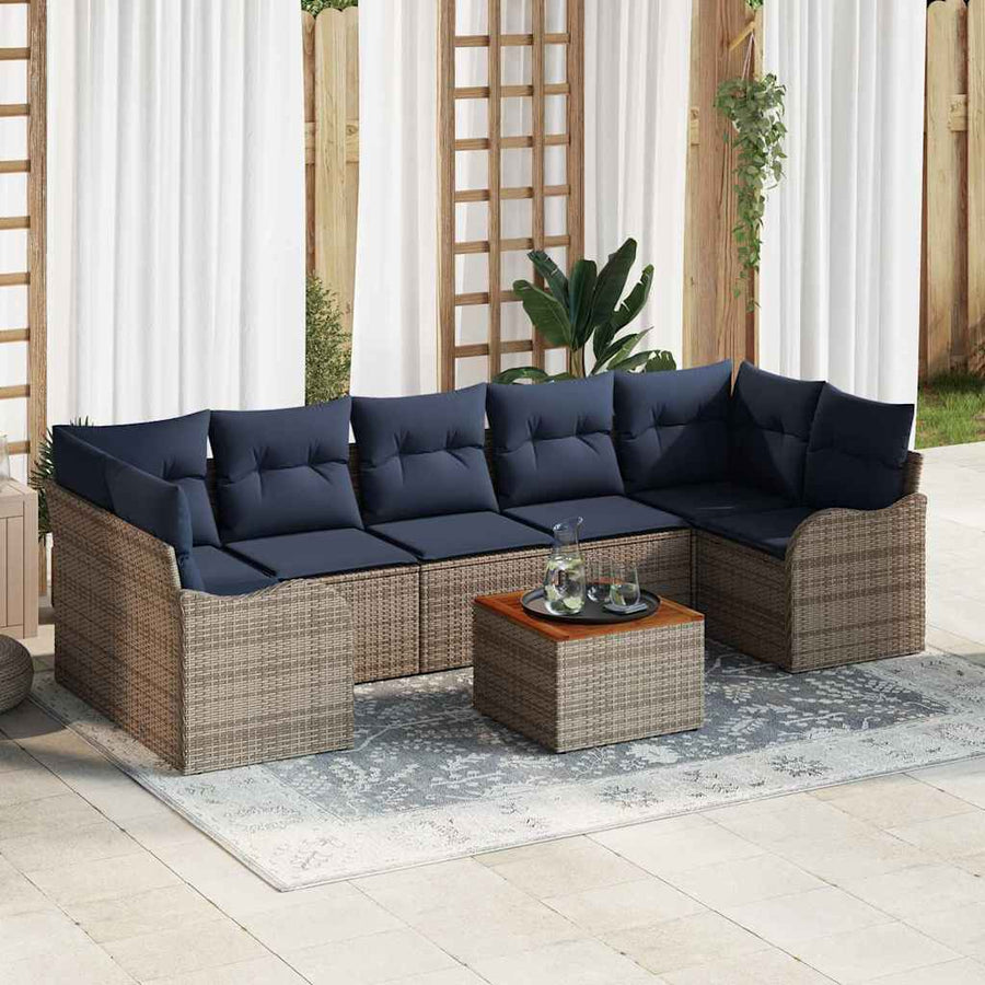 Tuinbankenset 8 st Grijs poly rattan