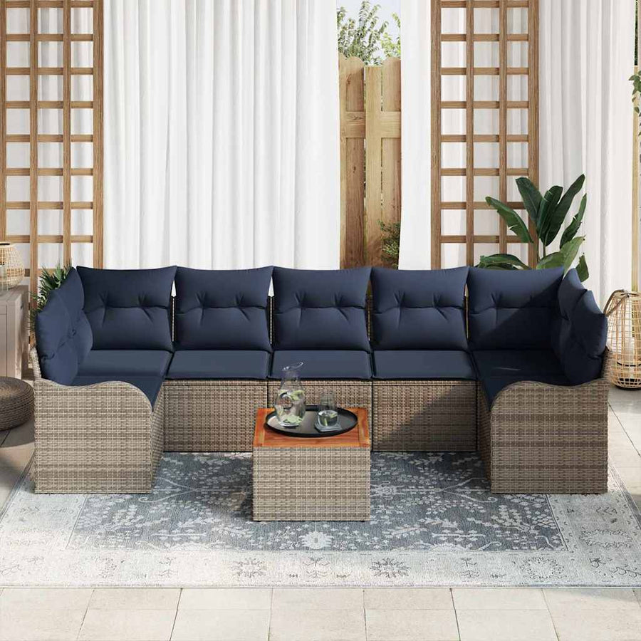 Tuinbankenset 8 st Grijs poly rattan