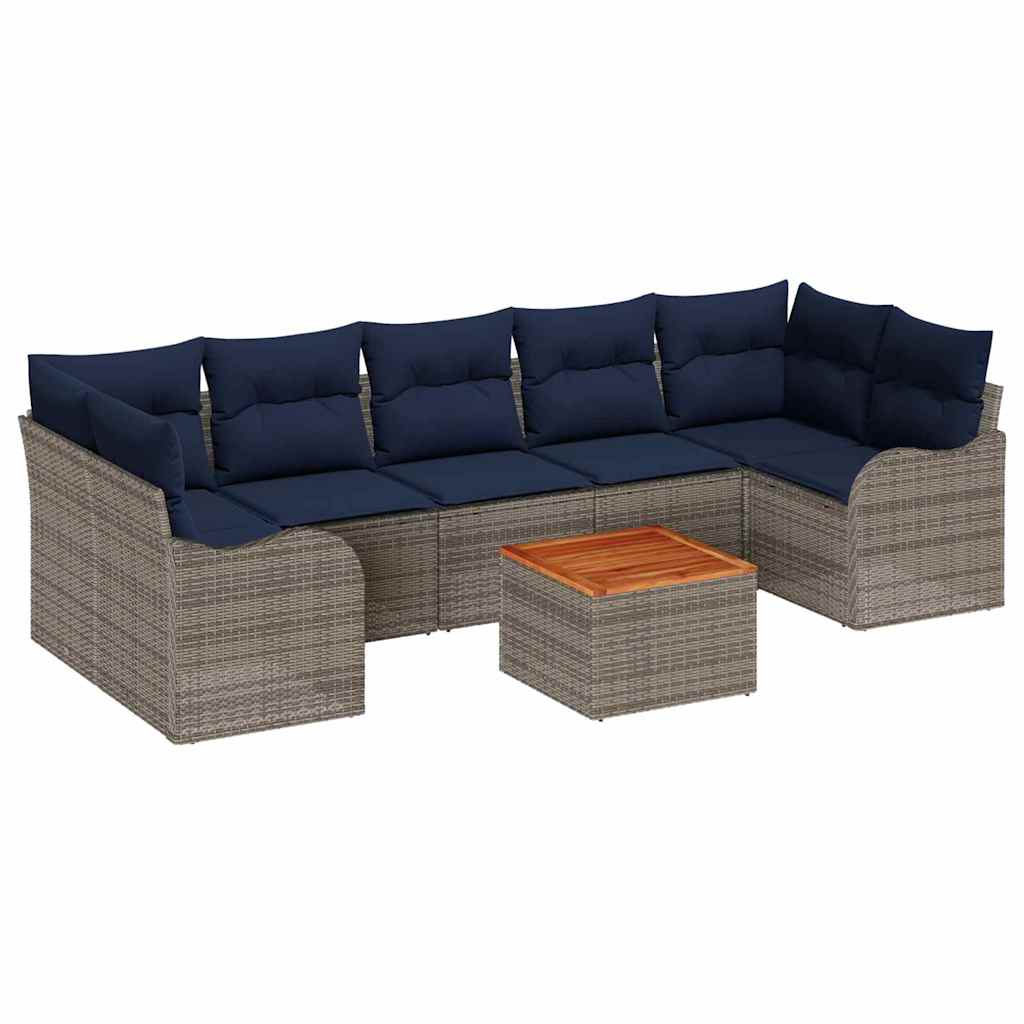 Tuinbankenset 8 st Grijs poly rattan