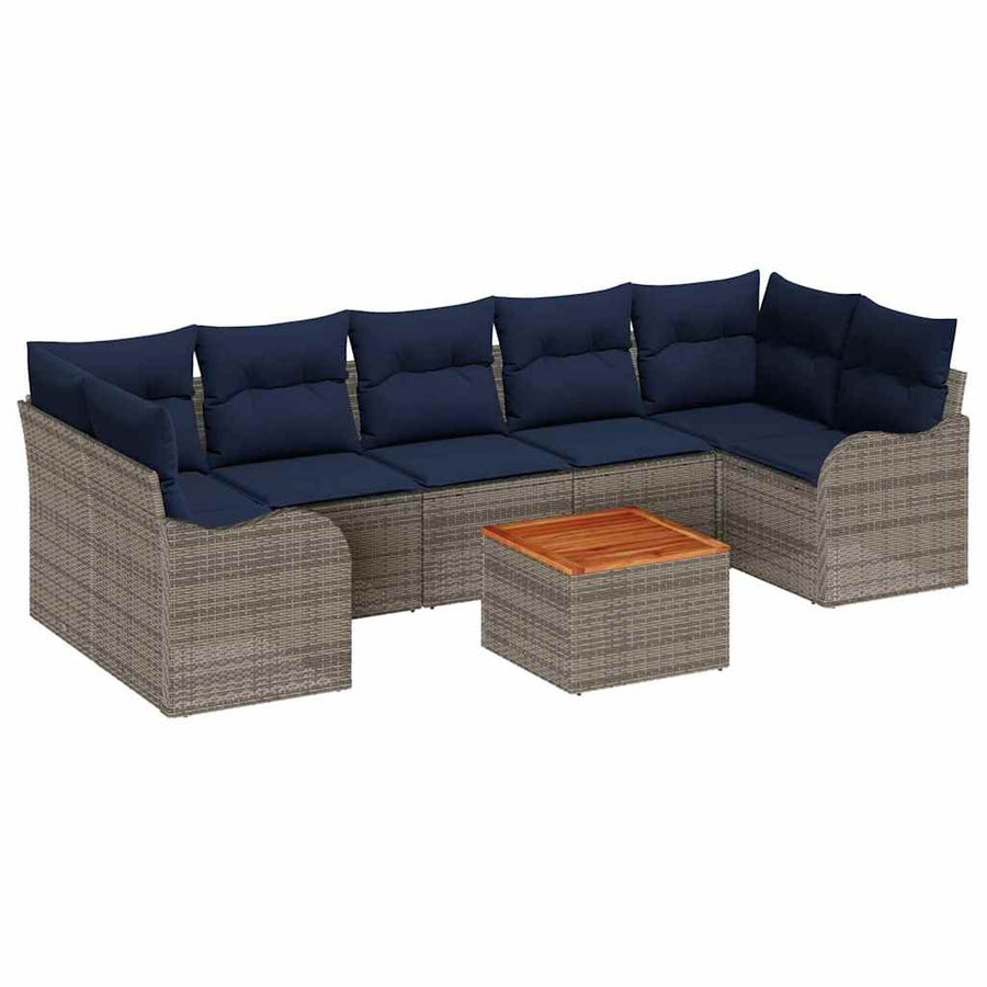 Tuinbankenset 8 st Grijs poly rattan