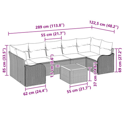 Tuinbankenset 8 st Grijs poly rattan