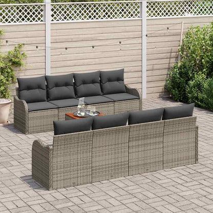 Tuinbankenset met kussen 9 pcs Grijs poly rattan