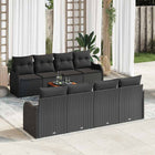 Tuinbankenset poly rattan 8 zitplaatsen zwart