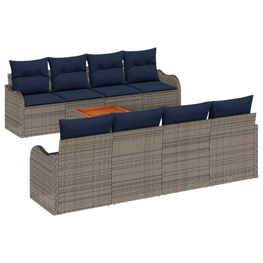Tuinbankenset 9 st Grijs poly rattan