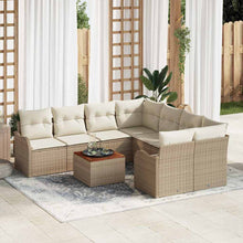 Tuinbankenset met kussen 9 pcs Beige poly rattan