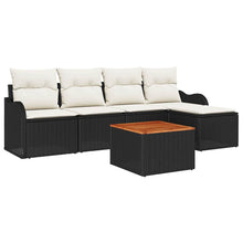 Tuinbankenset met kussen 6 pcs Zwart poly rattan