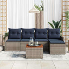 Tuinbankenset 6 st Grijs poly rattan