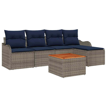 Tuinbankenset 6 st Grijs poly rattan