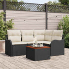 Tuinbankenset poly rattan zwart 5-delig