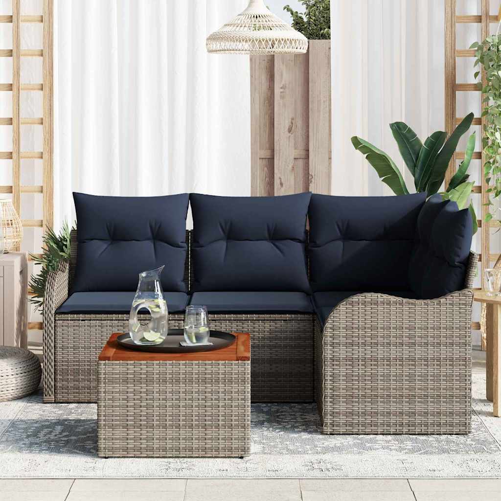 Tuinbankenset 5 st Grijs poly rattan