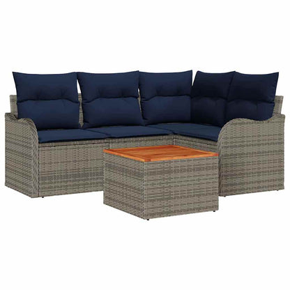 Tuinbankenset 5 st Grijs poly rattan