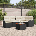 Tuinbankenset poly rattan zwart 6-delig