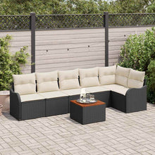 Tuinbankenset met kussen 7 pcs Zwart poly rattan