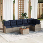 Tuinbankenset 7-delig poly rattan grijs