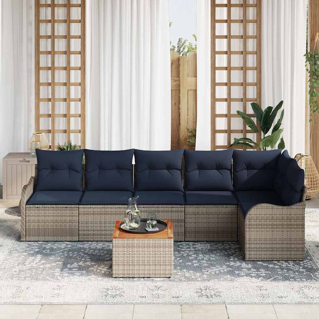 Tuinbankenset 7 st Grijs poly rattan