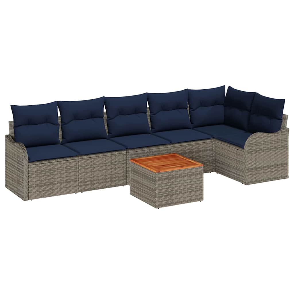 Tuinbankenset 7 st Grijs poly rattan