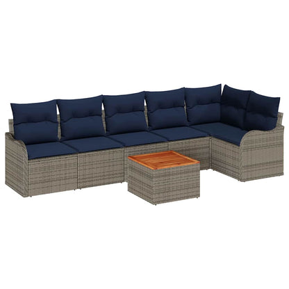 Tuinbankenset 7 st Grijs poly rattan