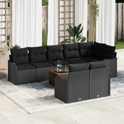Tuinbankenset poly rattan 9-delig zwart