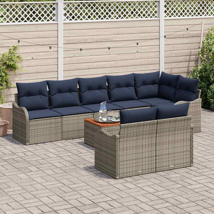 Tuinbankenset 9 st Grijs poly rattan