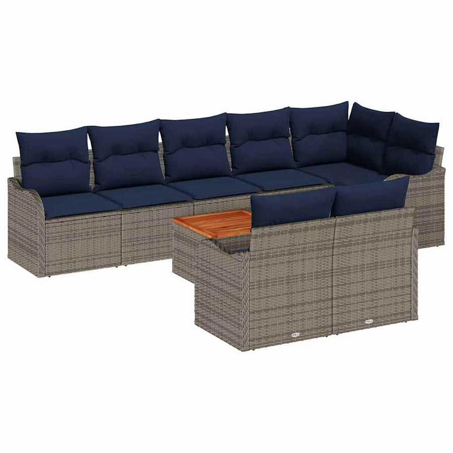 Tuinbankenset 9 st Grijs poly rattan