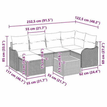 Tuinbankenset met kussen 7 pcs Zwart poly rattan