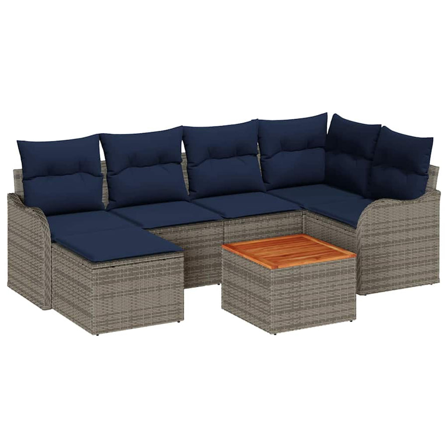 Tuinbankenset 7 st Grijs poly rattan